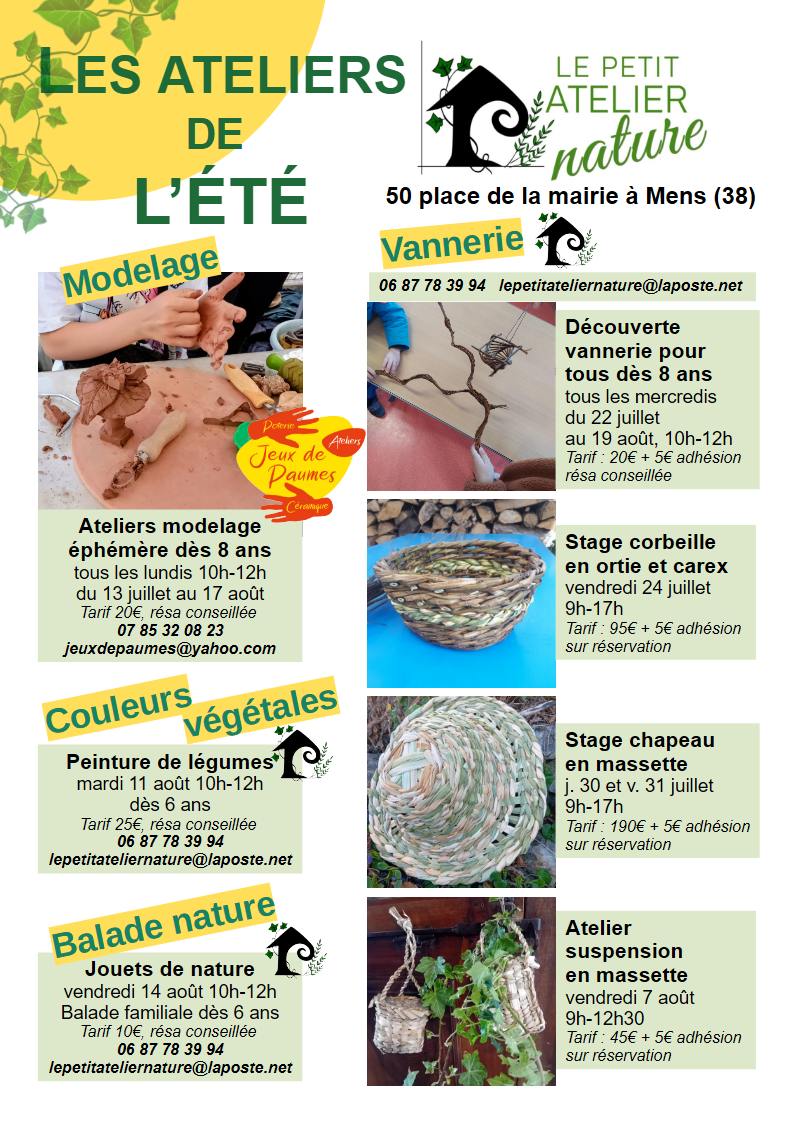 programme été 2026 au petit atelier nature à Mens Isère 38 Trièves